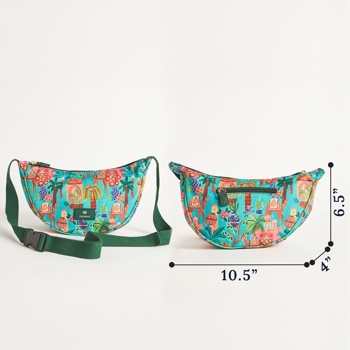 Chumbak Trippy Shoulder Bag - Jaipurscape, Digital Nomad, Fanny Bag for Women and Girls Crossbody Purse Bag, Adjustable Strap, Mini Makeup Pouch