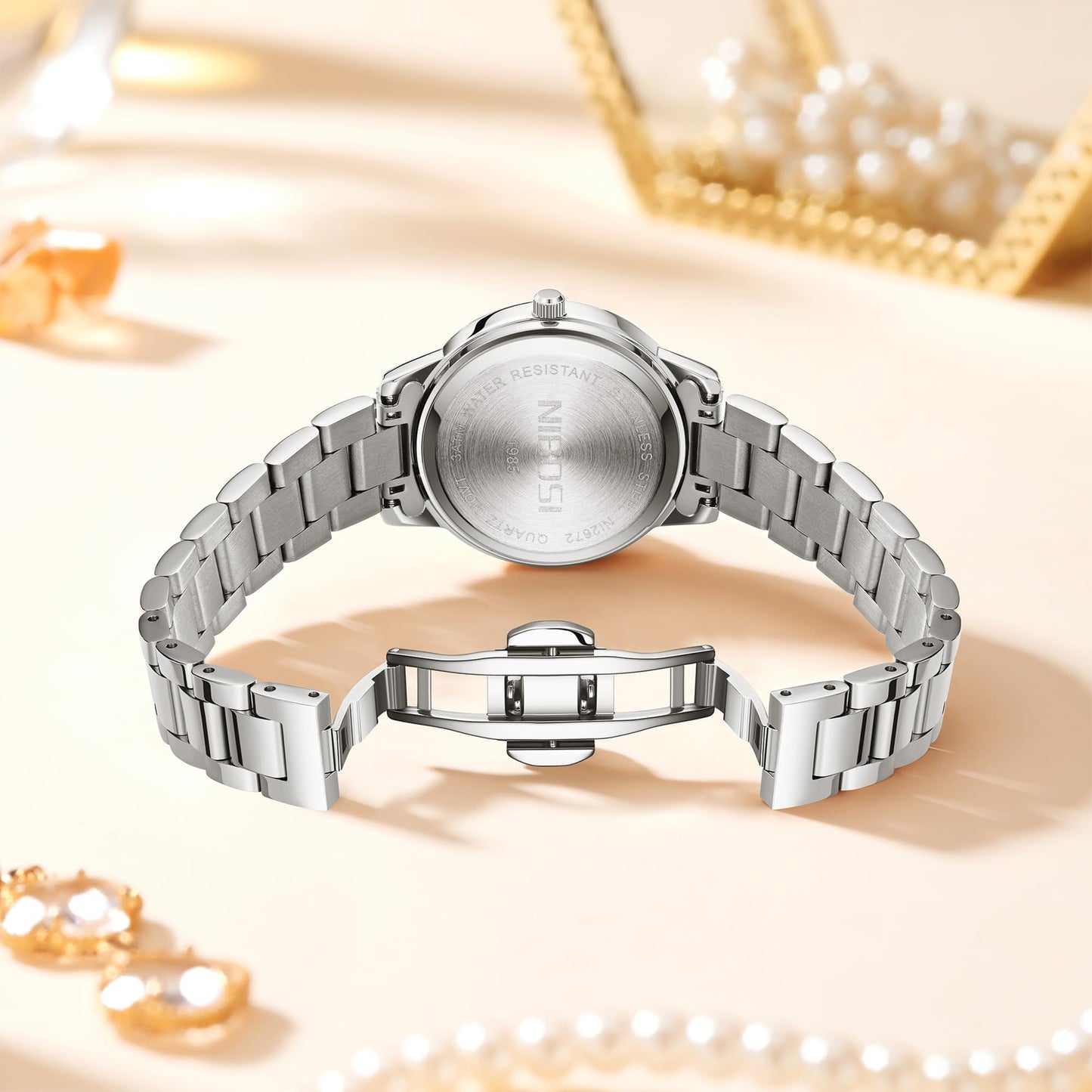 NIBOSI Watches for Woman Analog Quartz Rose Gold Fashion Luxury Ladies Wrist Watch Diamond Stylish Elegant Watches Waterproof (Silver Blue)