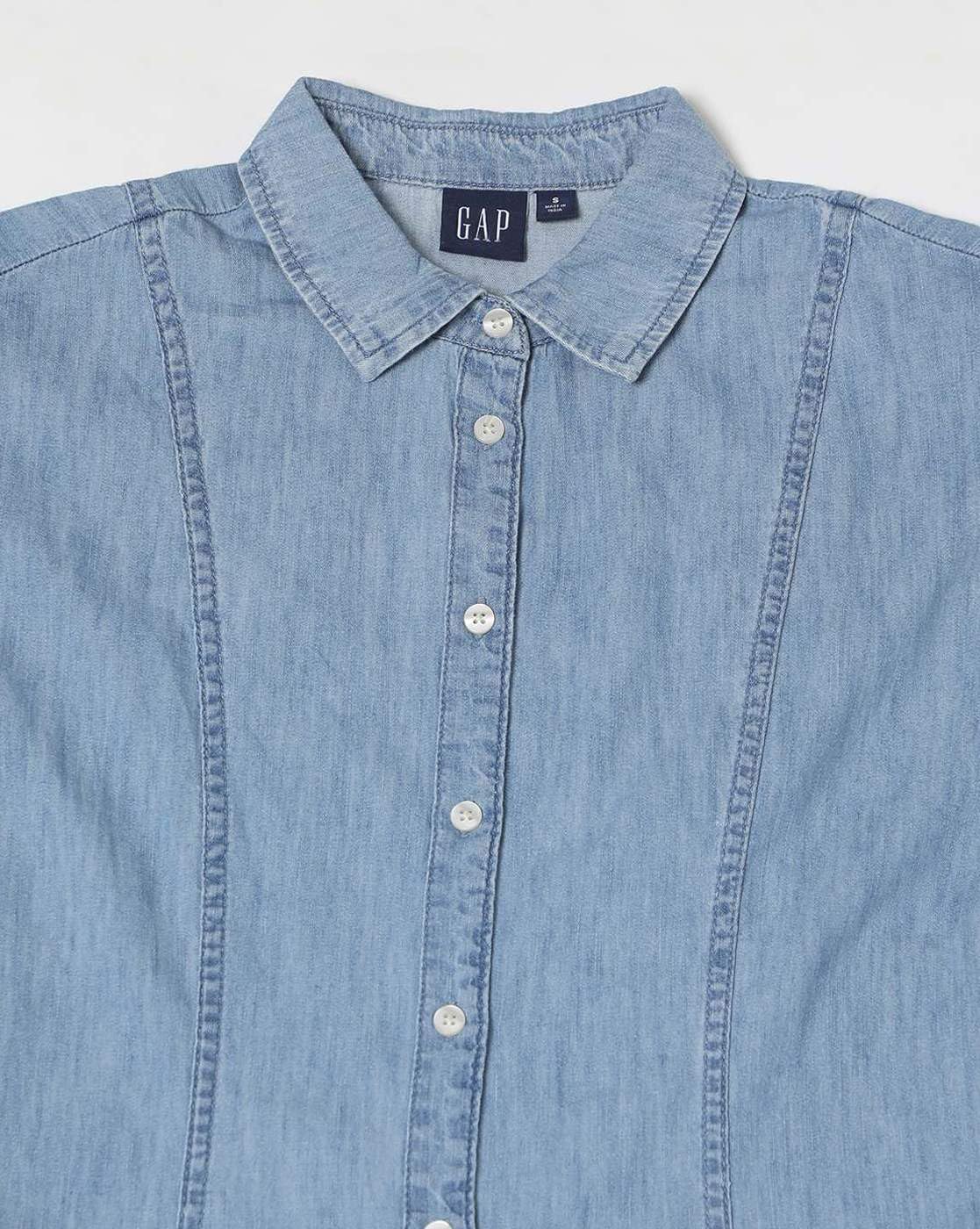 GAP Women's Cotton A-Line Below The Knee Casual Dress (442528453_LtBlue_LT. Blue