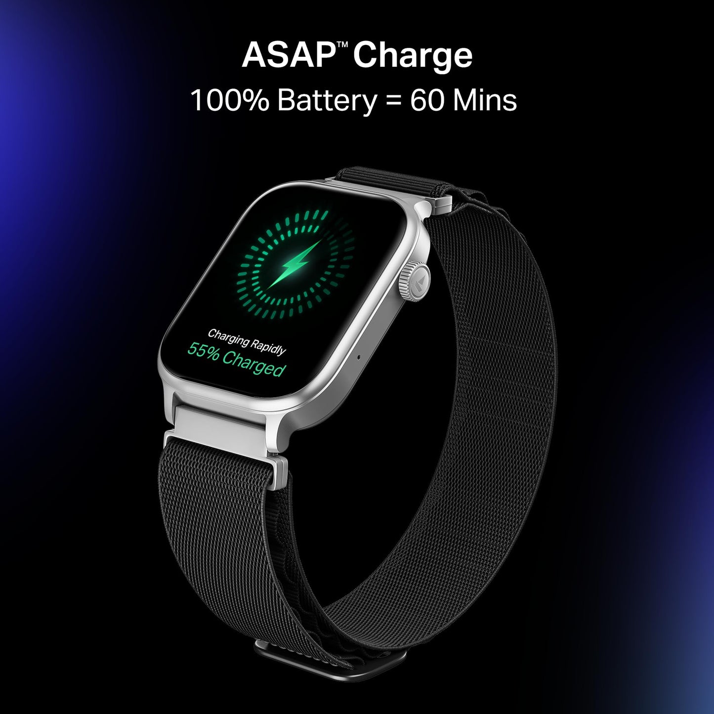 Boat Storm Infinity Plus Smartwatch with 20 Days Battery, ASAP™ Charge, 4.97 cm HD Display, Functional Crown, Multiple Sports Modes, BT Calling, SOS, IP68, Heart Rate & SpO2 Monitor (Sports Black)