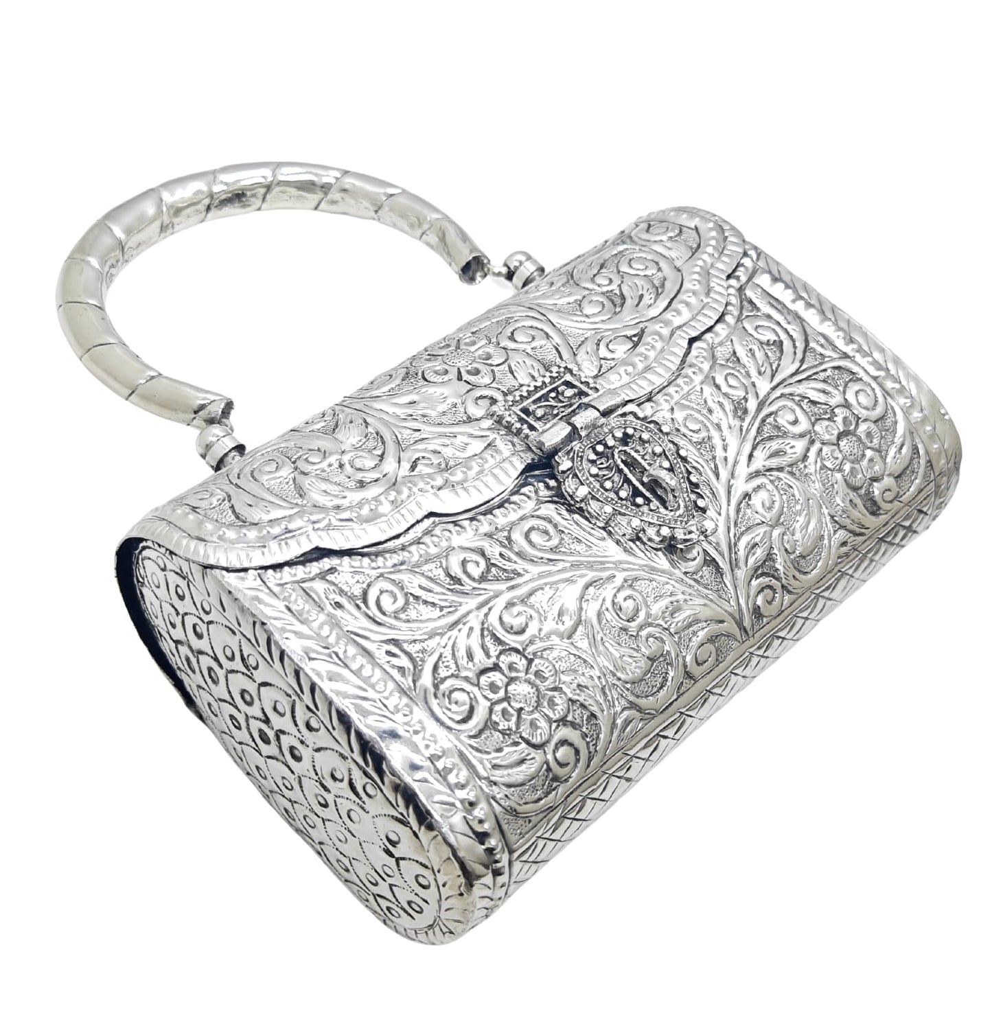 Trend Overseas Women's Silver Handle metal Clutch Hand Cluth (Bohemian)
