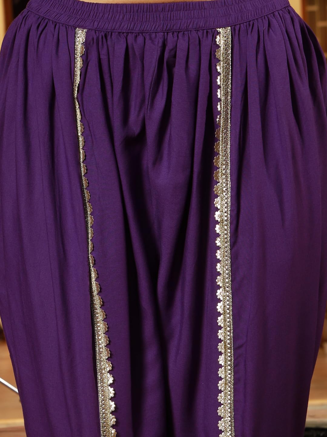 Stylum Women's Solid & Embroidered Rayon A-Line Kurti Dhoti Pant Set