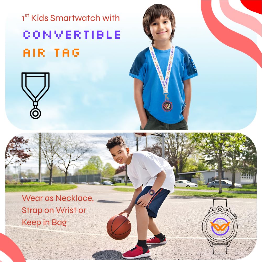 WatchOut Next-Gen+ Kids Smartwatch Phone with GPS, Fever Alert, Heart Rate, Video Call, SOS, Safe Zone, Class Lock, AirTag, Free SIM Card, Best Gift, Boys, Girls, Age 3-13, Shark Tank (Captain Blue)