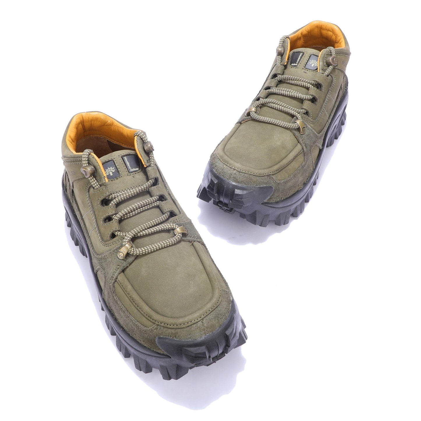 Woodland Men's Olive Leather Sneakers - 8 UK/India (42 EU)