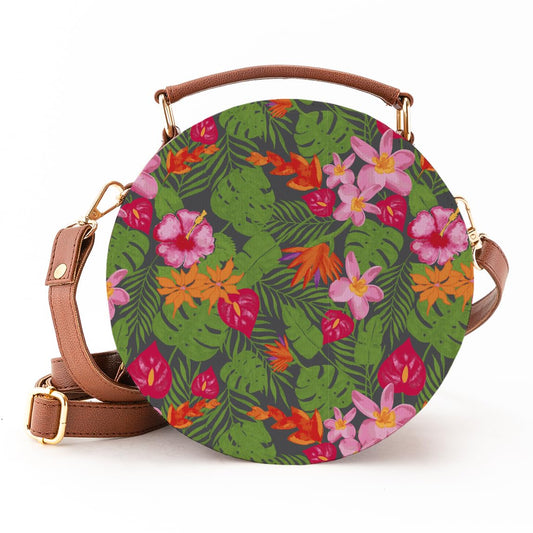 Kalankit Round Sling For Women | Girls Crossbody Bags | Side Bags With Adjustable Strap | Travel Box Sling Bags | Tropical Paradise