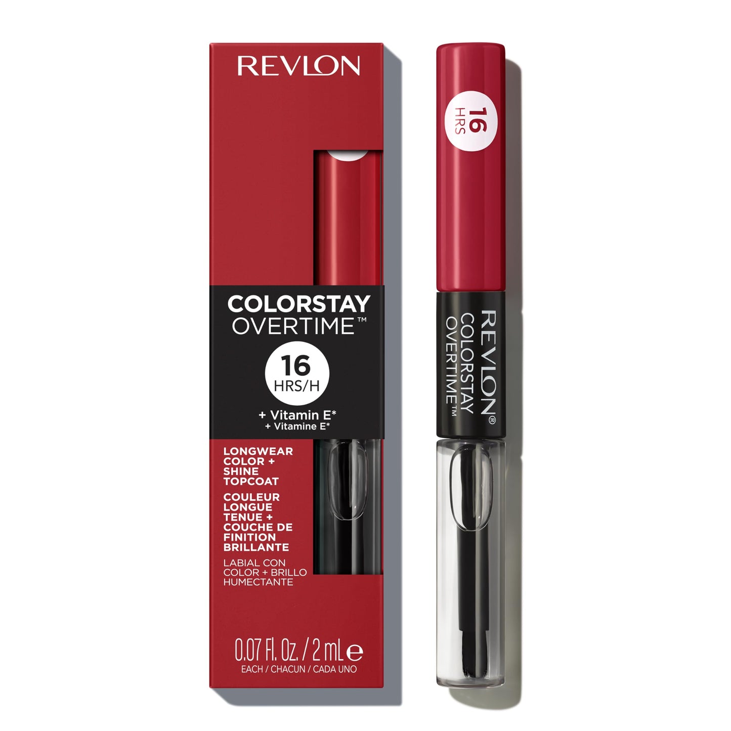 Revlon Liquid Lipstick with Clear Lip Gloss, ColorStay Overtime Lipcolor, Dual Ended with Vitamin E, 140 Ultimate Wine, 4 ml