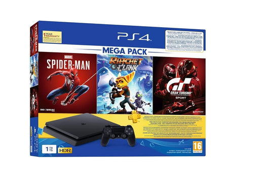 GAMEZZ24 Ps 4 1TB Slim Gaming Console Bundle With Spider-Man, Gt Sport, Ratchet & Clank