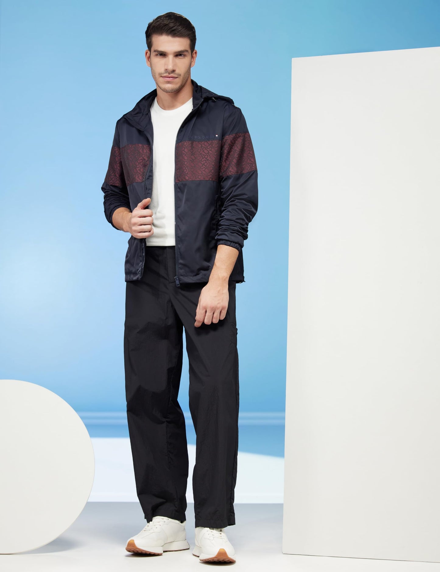 U.S. POLO ASSN. Men's Polyester Standard Length Light Weight Jacket with Hood