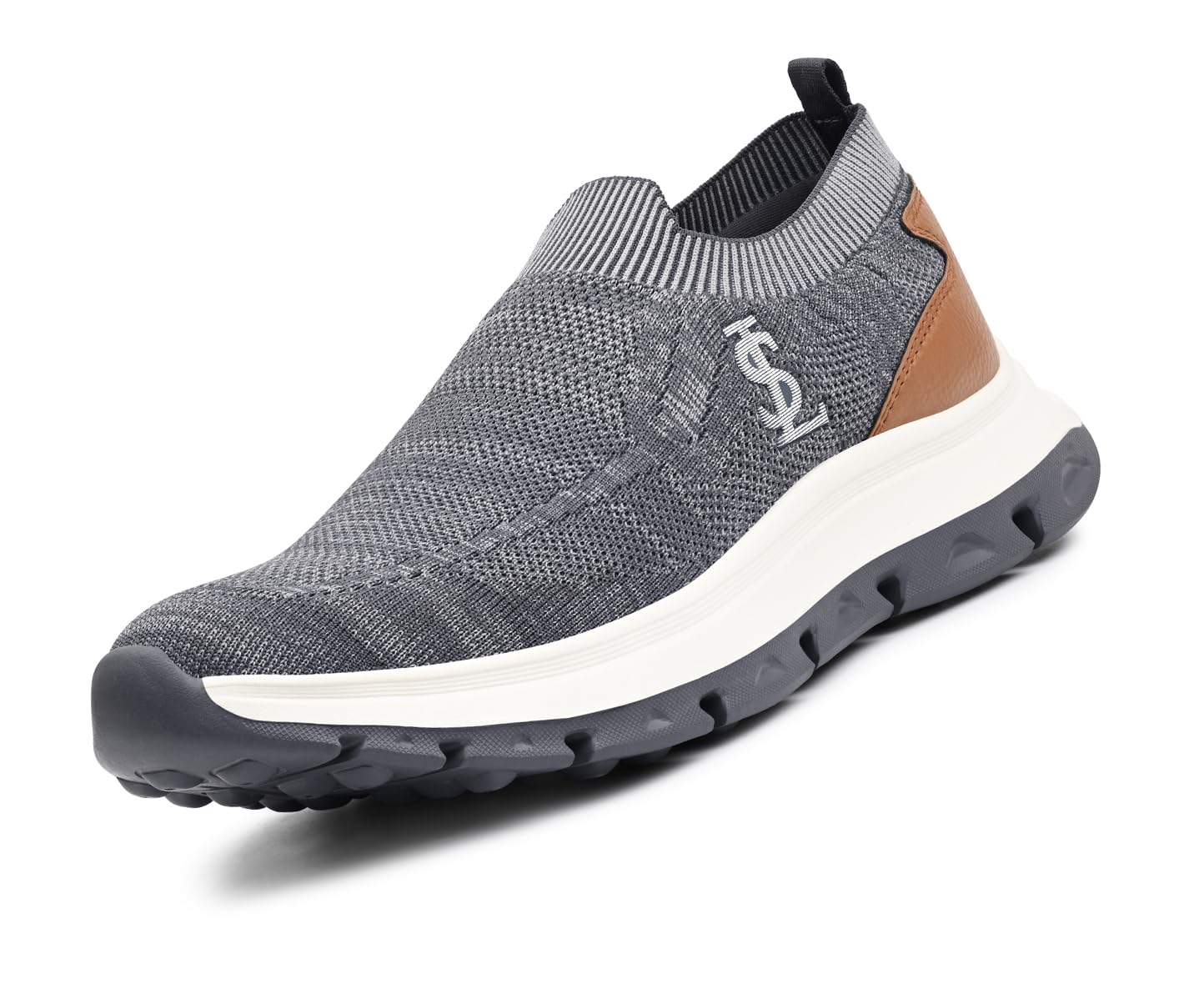 LOUIS STITCH Men’s Grey and Tan Lightweight Athleisure Sport Shoes | Dual-Color EVA Sole | Casual Sneaker & Athleisure Wear | LS-AT-FS01-GYTN