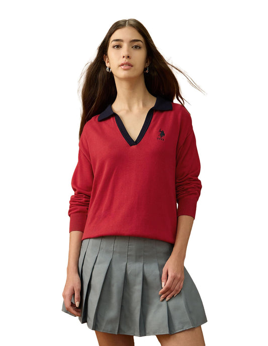 U.S. Polo ASSN. Women's Cotton Casual Sweater (UWAW25SWE201