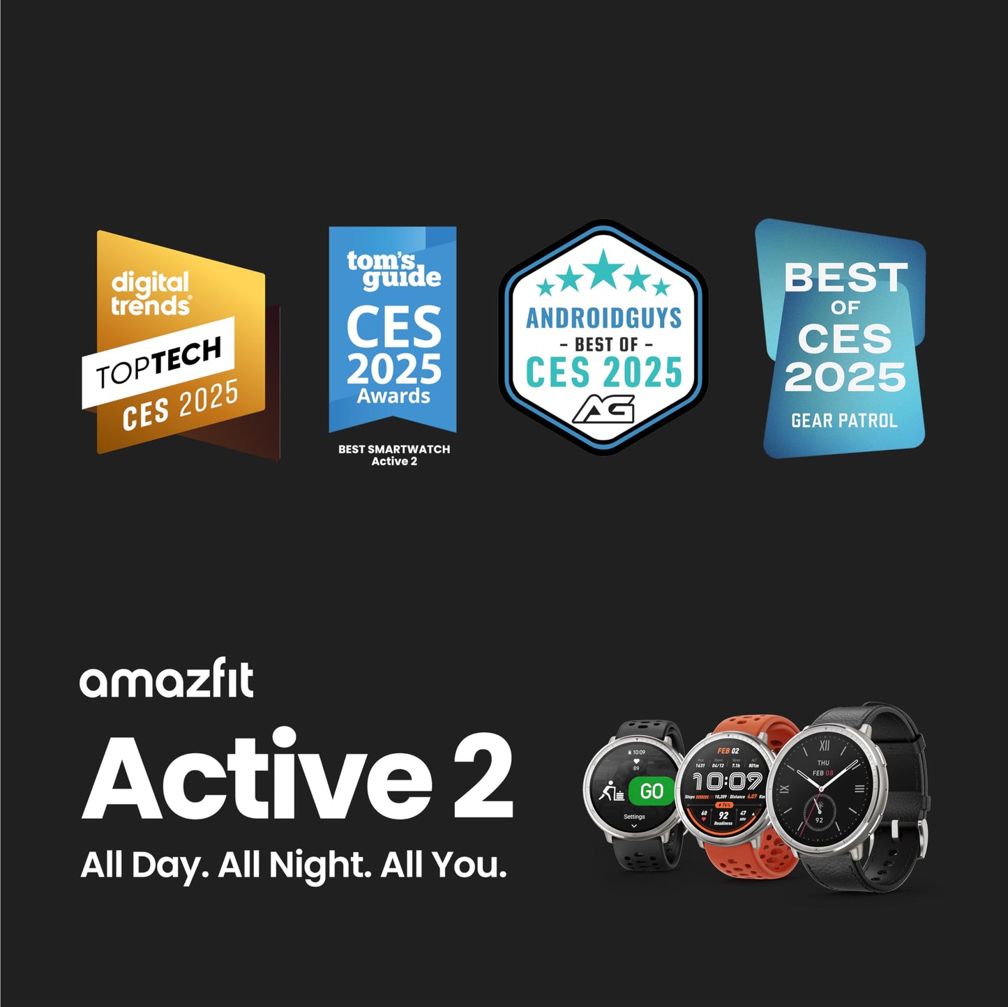 Amazfit Active 2 44mm AMOLED Smart Watch, Built in GPS, 10day Battery, 5ATM Water Resistant, for iOS & Android, Accurate Readings, 2000 Nits Bright, 160+ Sports Mode, Sleep Monitor, Black Silicone