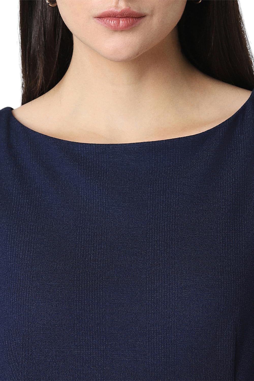 Van Heusen Women's Polyester Blend Modern Knee-Length Dress (VWDRCRGPS06294_Navy