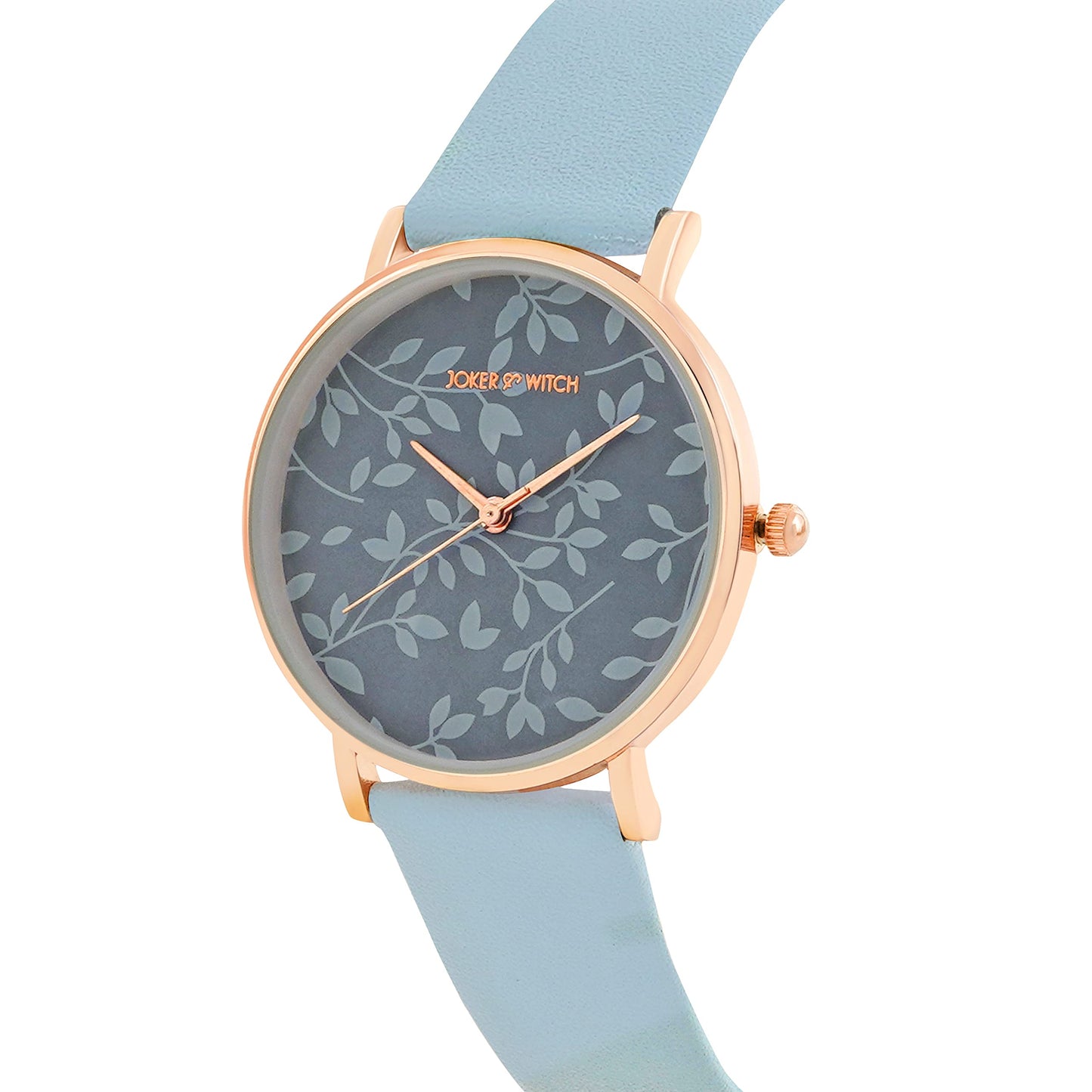 Joker & Witch Women Analogue Fern 36mm Blue Dial 18mm Faux Leather Strap Watch