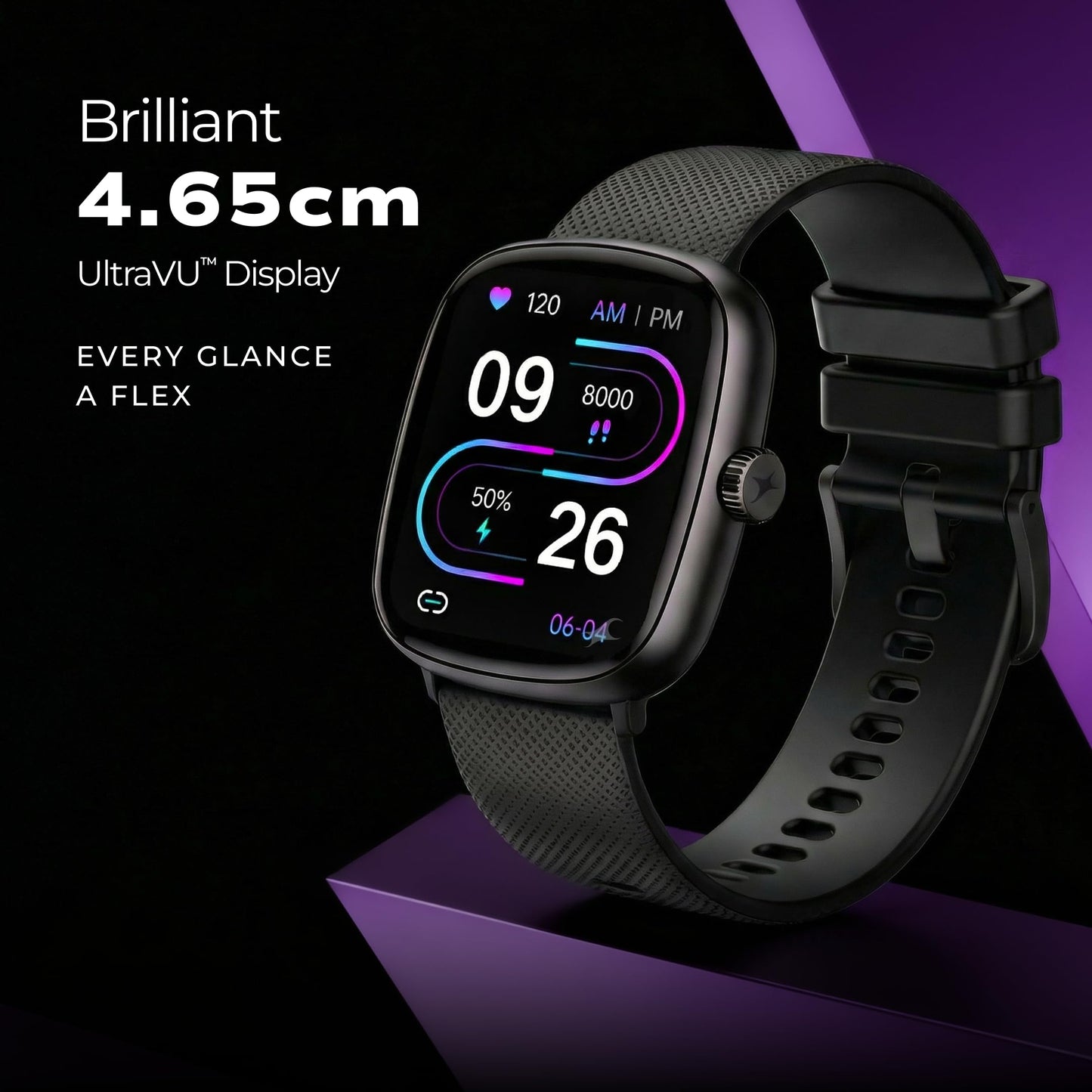 Fastrack Jupiter S3 Smartwatch with 1.83” TFT 2.5D Display, Push Button & Rotary Crown,BT Calling,HRM, SpO2 & Sleep Tracking,Multiple Menu Styles,IP68,24/7 Health Suite,Up to 5 Days Battery - Black