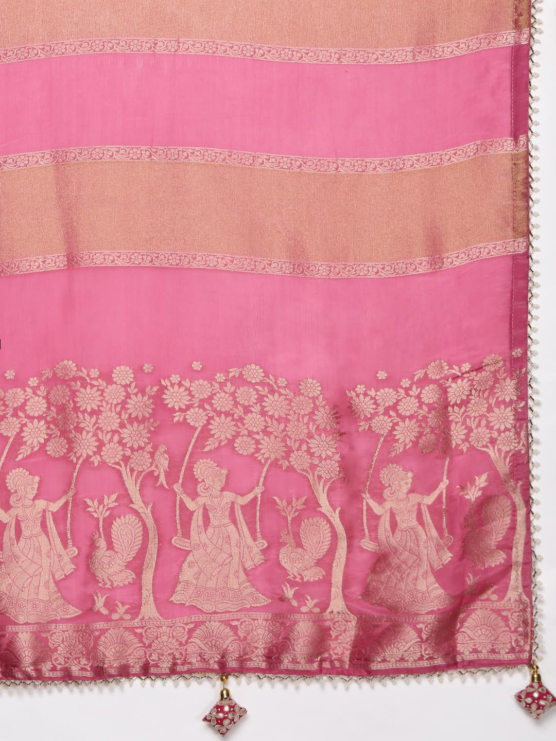 MOHEY Pink Art Silk HAND EMBROIDERY|ZARI WEAVE Saree for Women
