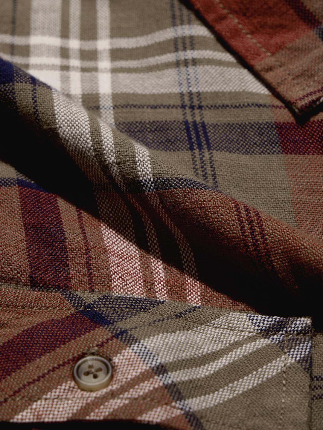 The Souled Store Plaid Originals: Brown, Rust, Black Men and Boys Long Sleeve Collared Neck Regular Fit Cotton Button Down Utility Shirt