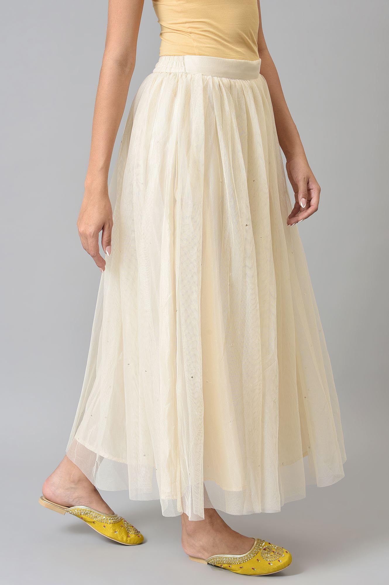 W for Woman Off-White Sequins Mesh Skirt_22AUW50471-217926_L