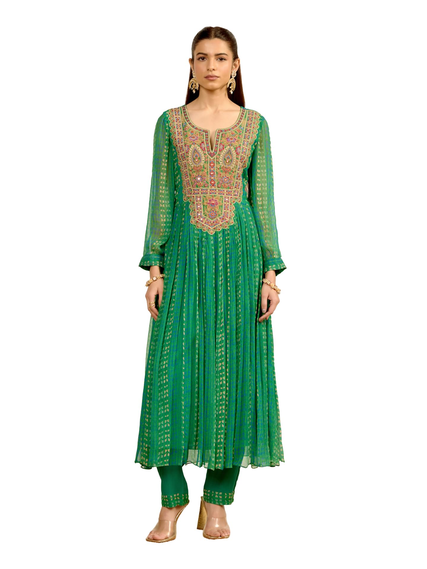 Aarke Ritu Kumar Green Mia Kurta With Pant And Dupatta