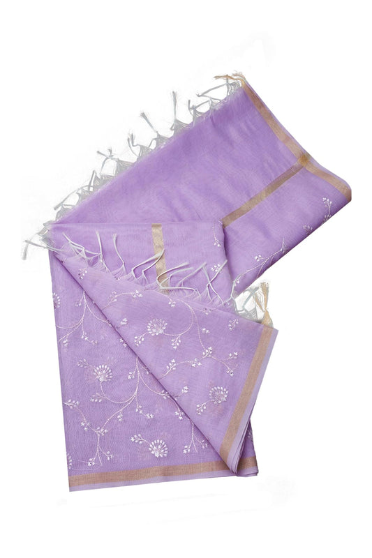 Soch Womens Lavender Embroidered Dupatta With Zari Woven