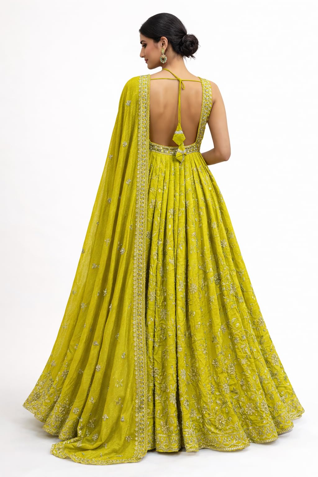 Pistachio Green Anarkali Gown with Embroidered Elegance and Festive Royal Heritage Charm for Celebrations, Traditional Indian Ethnic (in, Alpha, S, Regular)