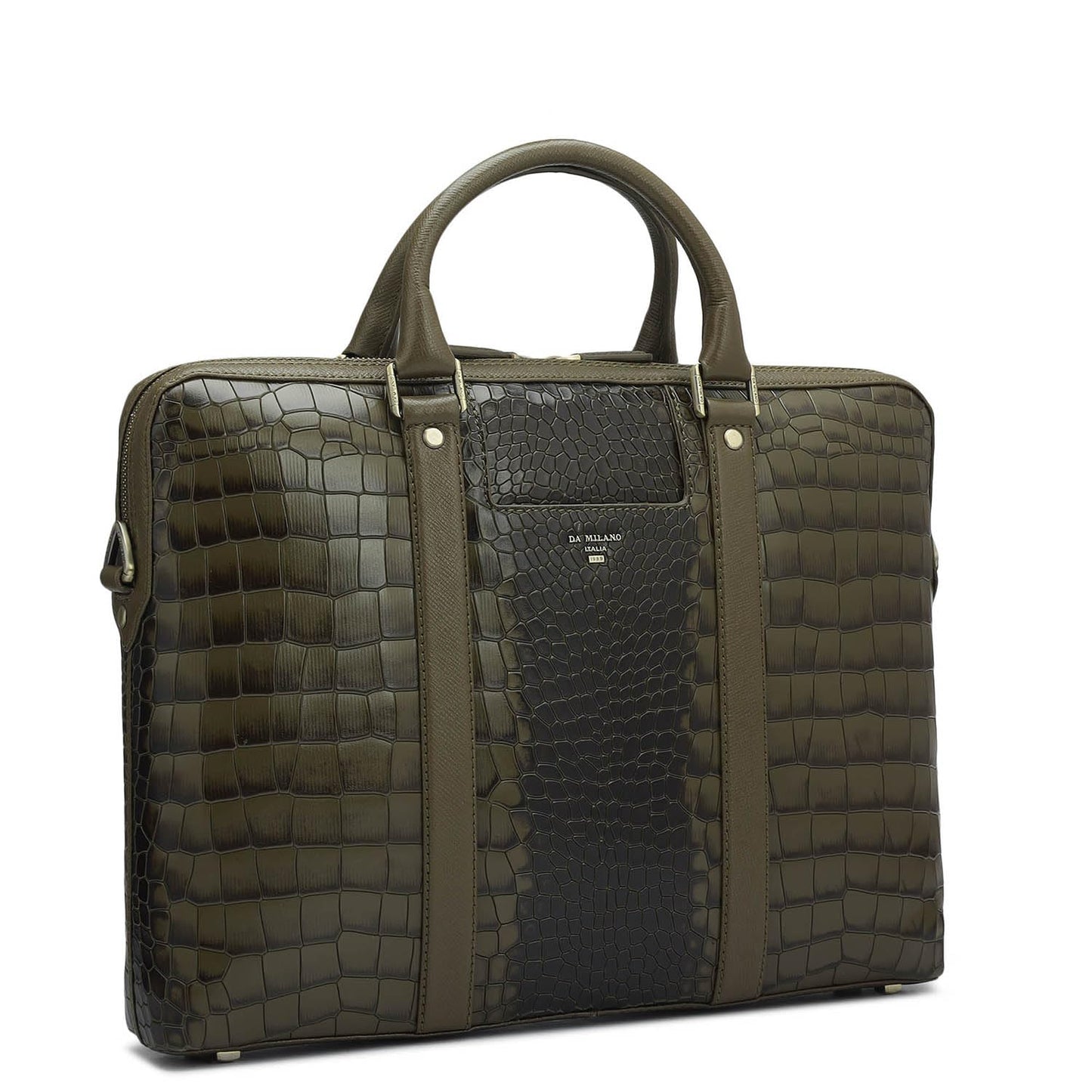 Da Milano Leather Laptop Bag for Men & for Women - Fits Upto 14" Laptop - Green