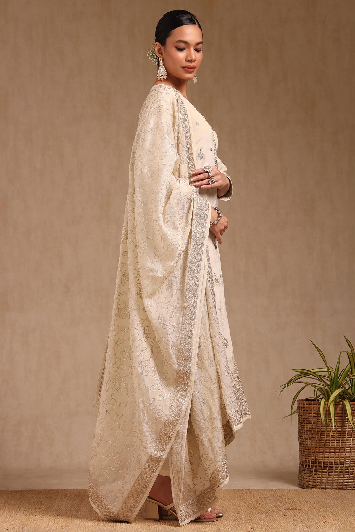 Soch Womens Tissue Embroidered Suit Set With Sequins