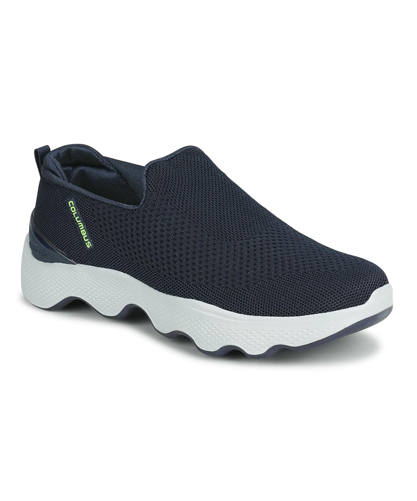 Columbus MASSAGER-01 Sports Shoes - Running Shoes|Walking Shoes| Training & Gym Shoe | Outdoors Shoe for Men (Navy & Fluorescent Green),UK-6