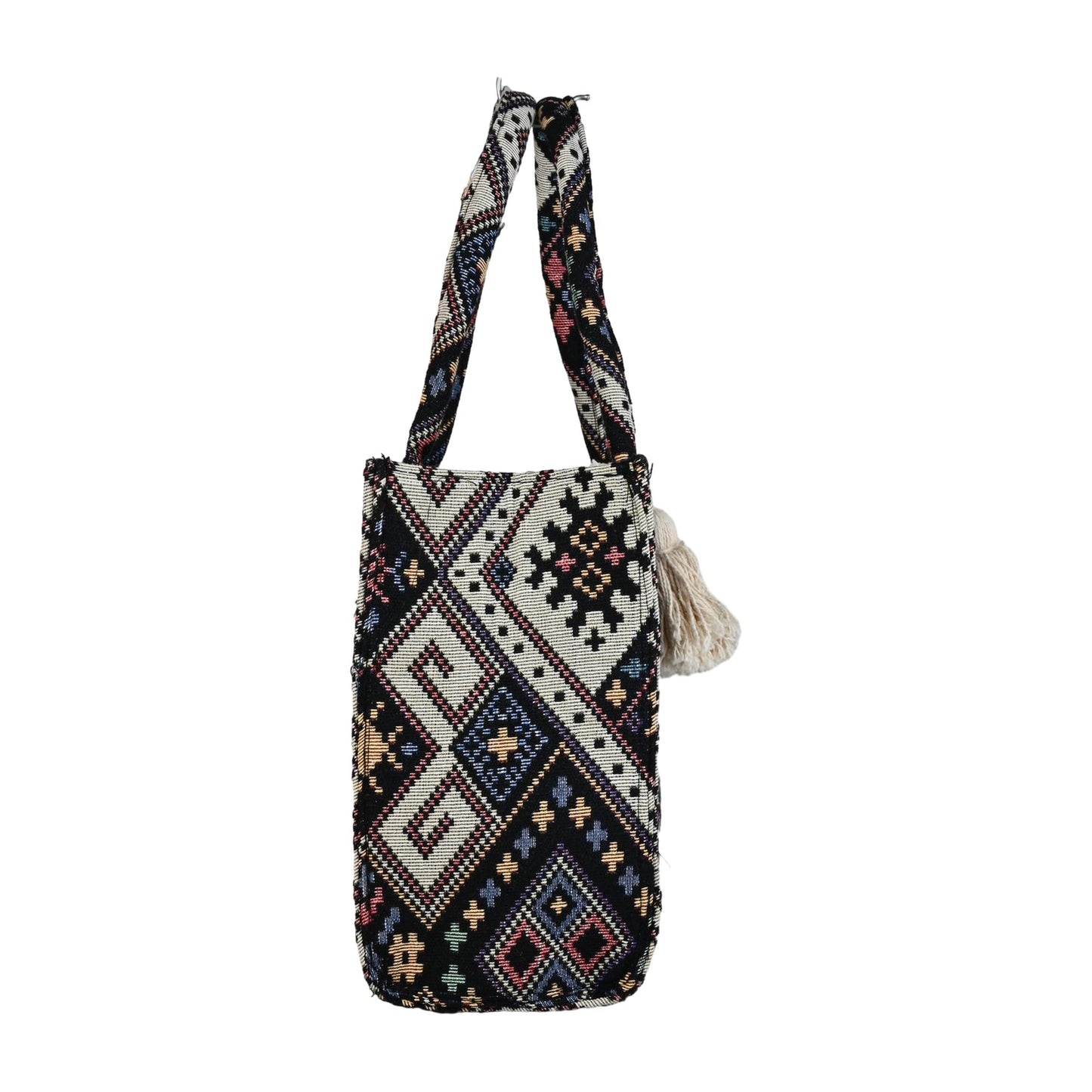 ENSAC Tote Bag for Women – Ethnic Embroidered Shoulder Bag with Tassel | Stylish Large Handbag for Office, College & Casual Outings