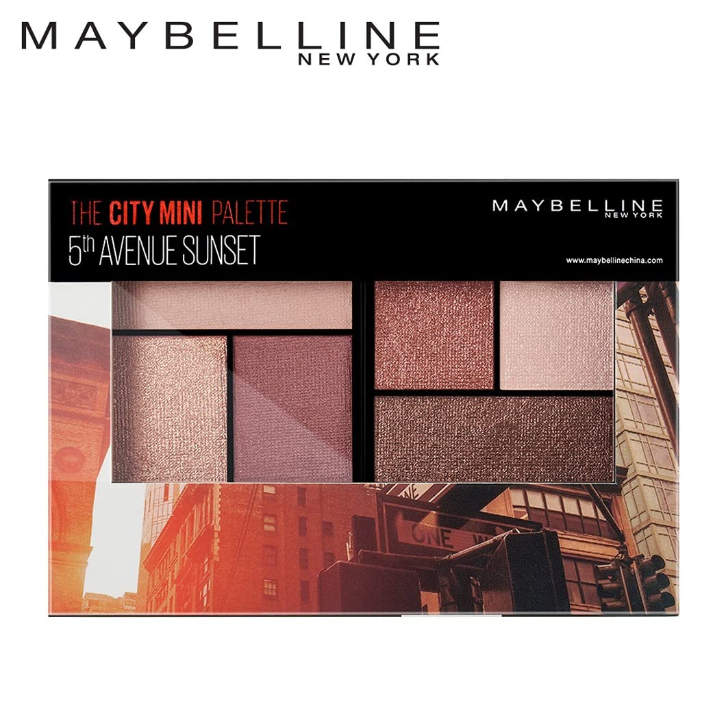 Maybelline New York Eyeshadow Palette, 6 Highly Blendable Shades, Sheer Finish, City Mini Palette, 5th Avenue Sunset, 6.4g