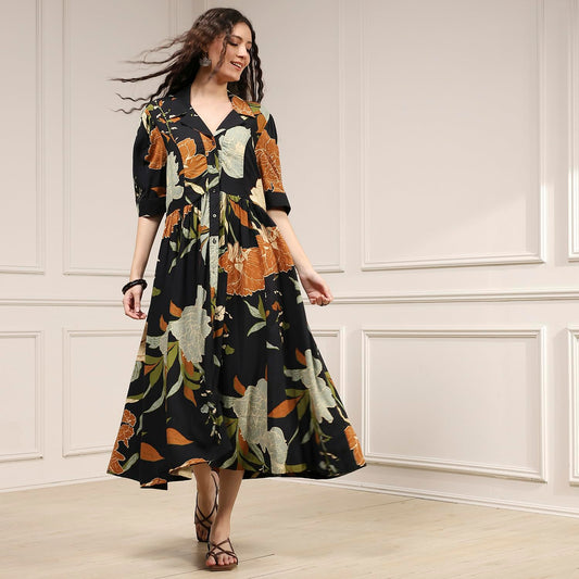 BIBA Women's Rayon Straight Knee-Length Dresses