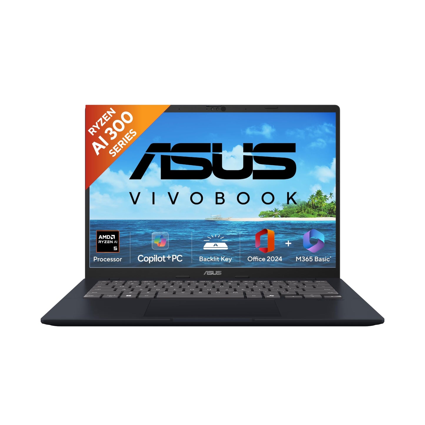 ASUS Vivobook 14, Smartchoice, AMD Ryzen AI 5 330, 16GB RAM, 512GB SSD,FHD+ 14", Win11,Office Home 2024, M365 Basic (1Year), Quiet Blue, 1.46Kg, M1407KA-LY132WS,AMD Radeon iGPU, 50 Tops, Copilot AI PC