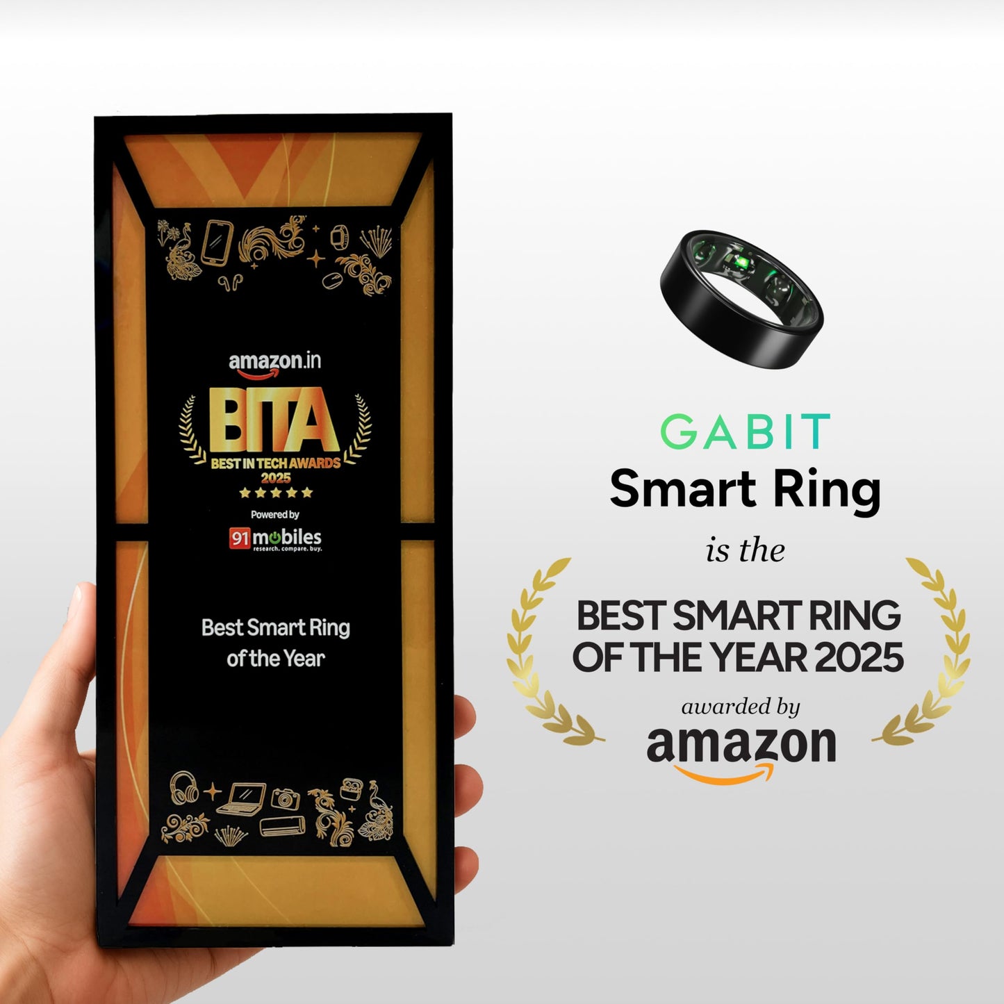 Gabit Smart Ring | Sleep, Fitness, Nutrition, Stress | Buy Sizing Kit First | AI Health Coach, 30+ Workout Modes, Recovery, HRV, Period Tracking | Smart Ring for Women & Men | Titanium, Rose Gold 11