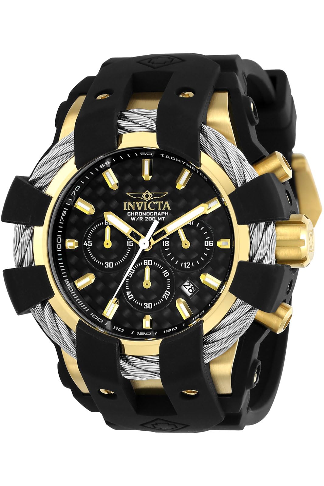 Invicta Silicone Bolt Analog Black Dial Men Watch-23860, Black Band