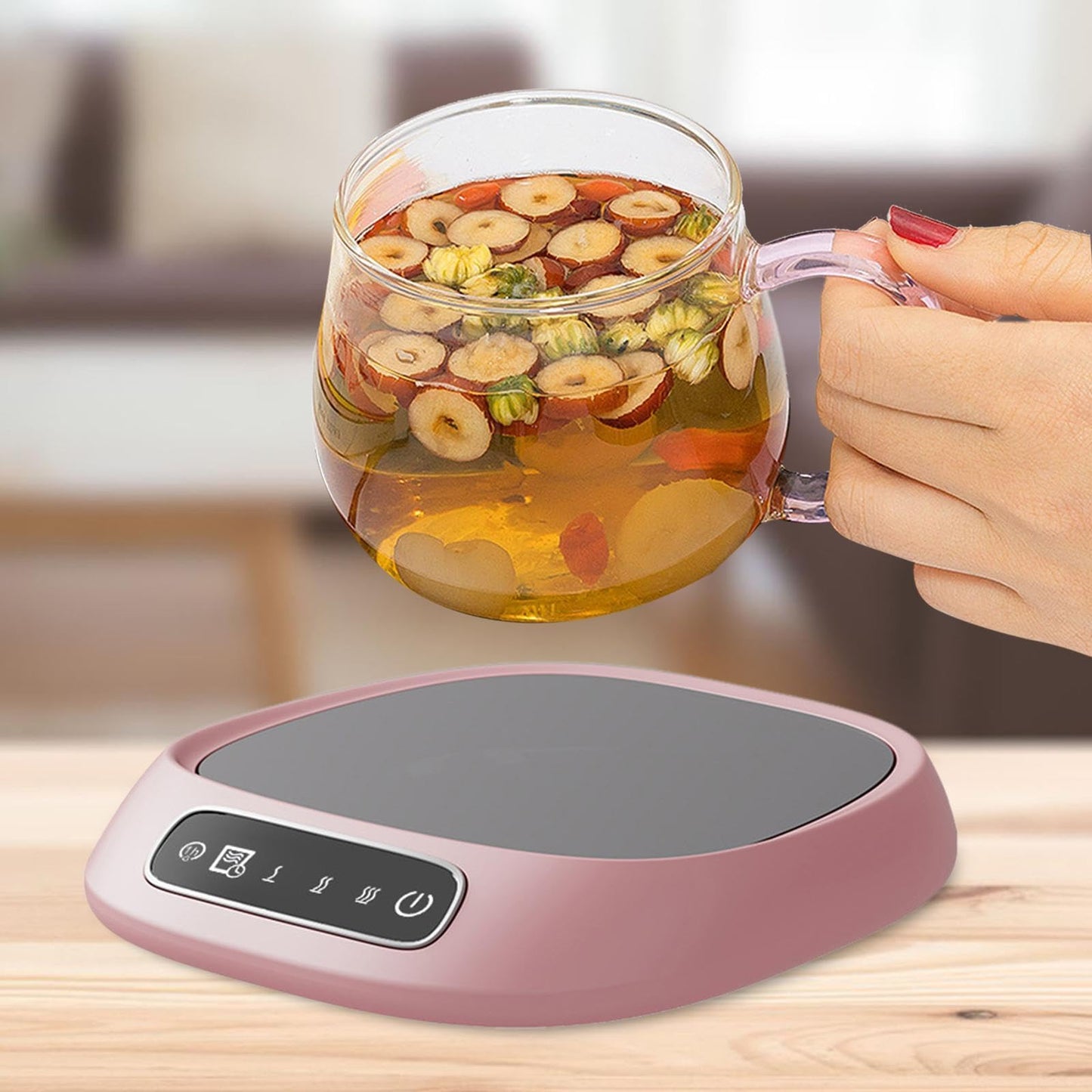 UJEAVETTE Coffee Mug Warmer Smart Beverage Cup Warmer for Milk Tea Water Hot Chocolate Pink