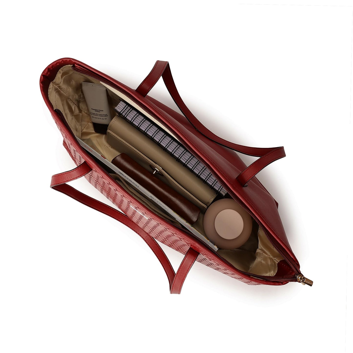 Fastrack Textured Oversized Structured Tote Bag for Women, Girls and Ladies | with a Unique Gold Metal Chain Accent | Totes for Casual Carry | With Spacious Zipper Compartment