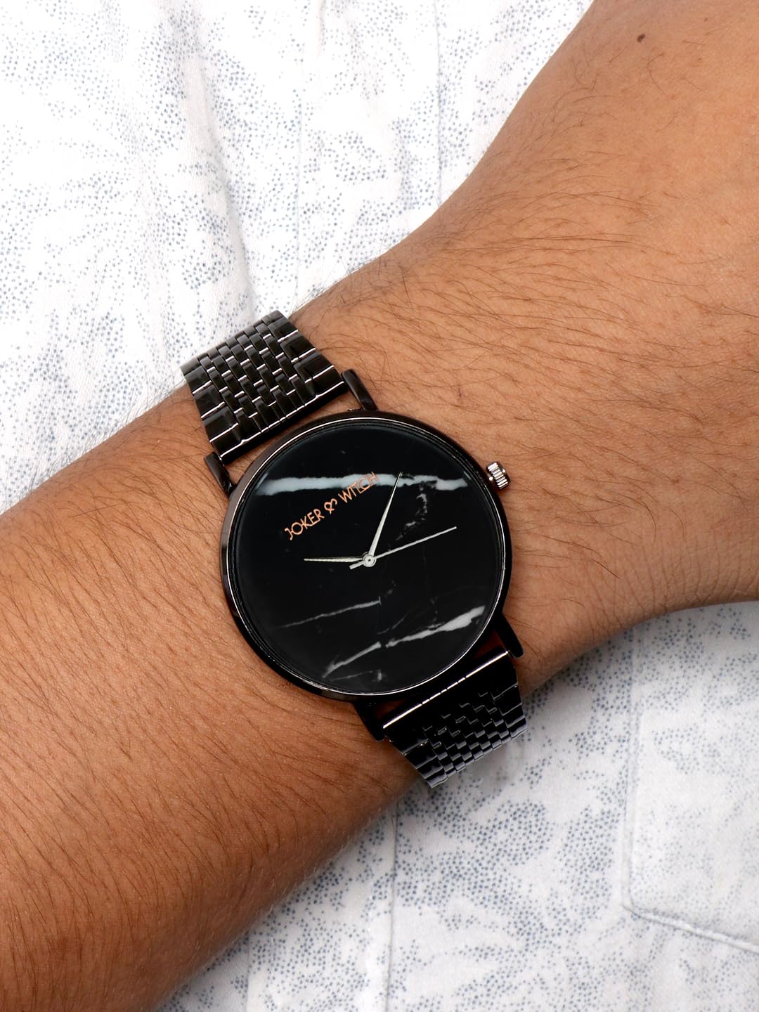 Joker & Witch Lucien Marble DIAL Black Strap Men's Analogue Watch