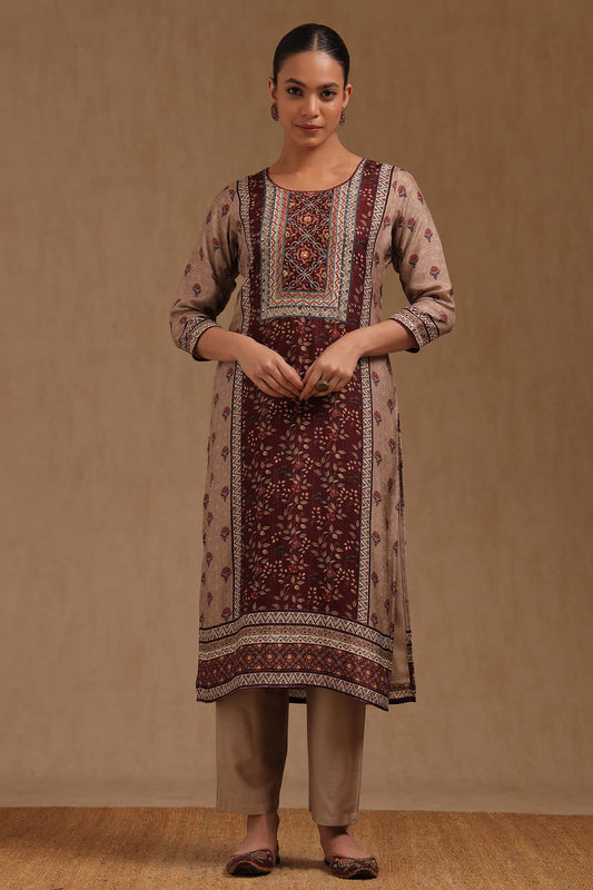 Soch Womens Dola Silk Botanical Print Suit Set With Cutdana