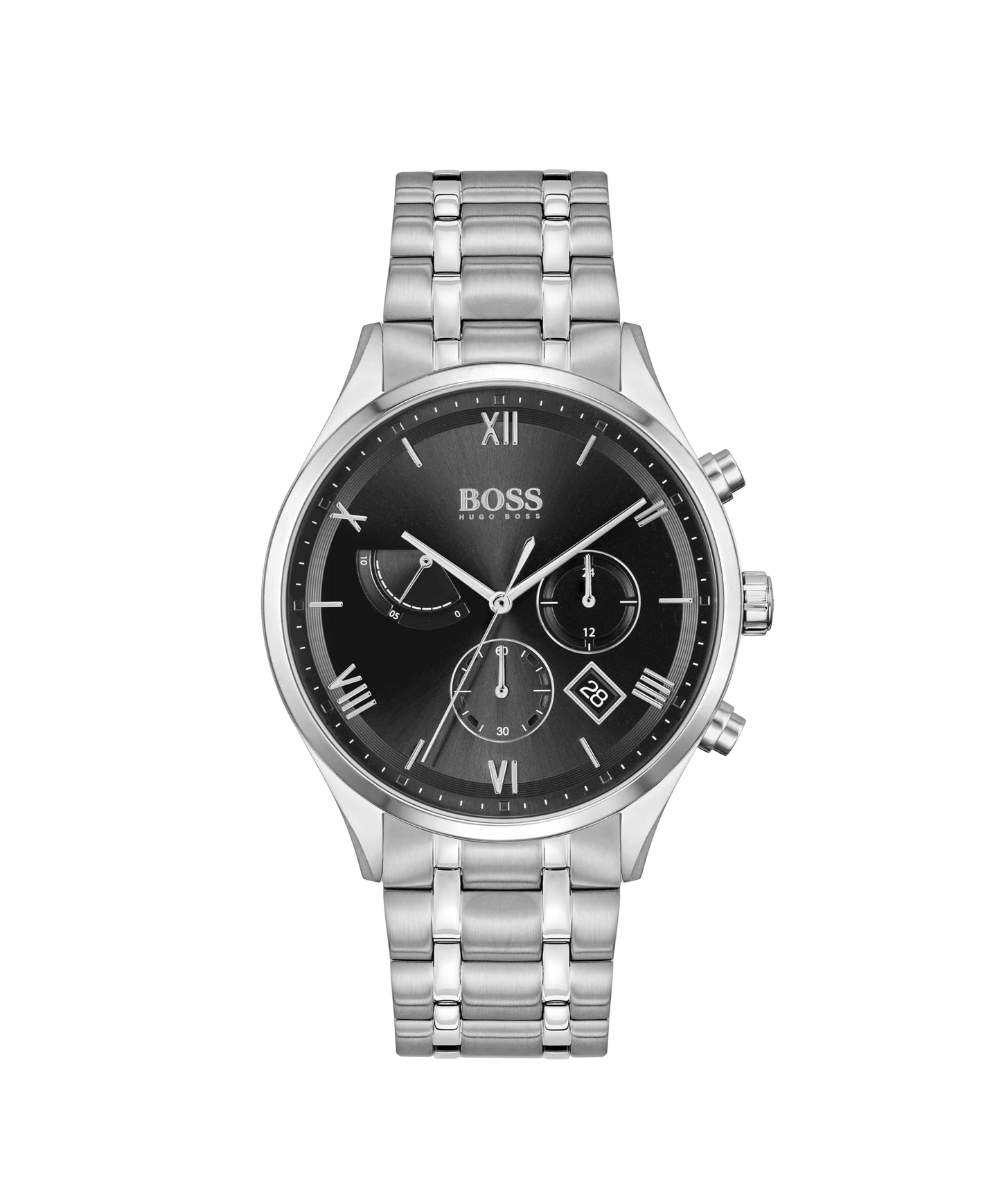 BOSS Hugo Stainless Steel Gallant Analog Black Dial Men Watch-1513891, Silver Band