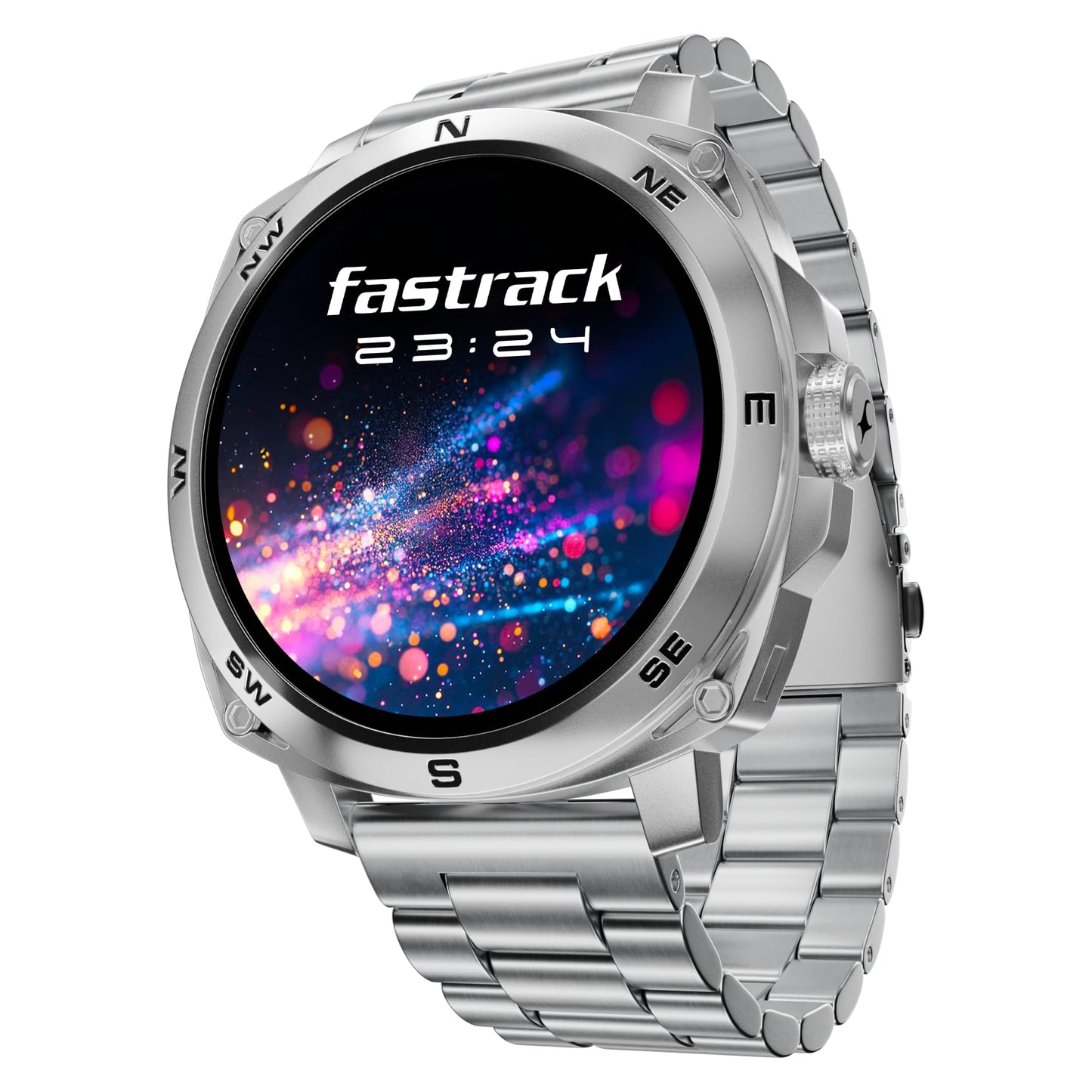 Fastrack Radiant FX3 Smart Watch, 3.63 CM AMOLED Display, Functional Crown, AOD & DND Mode, SingleSync BT Calling, AI Voice Assistant, Women's Health Tracking, 100+ Sports & Smartwatch Faces (Sliver)