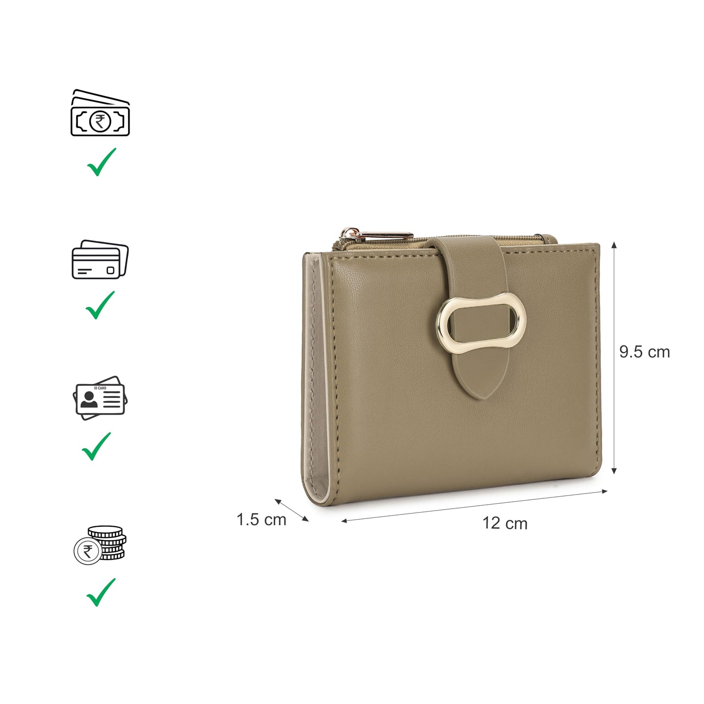 Fastrack Women's Buckle Flap Two-Fold Wallet | Multiple Card Slots, Cash Slots, Zip Coin Pocket, Buckle Design Flap | Stylish & Secure | 6 Months Warranty