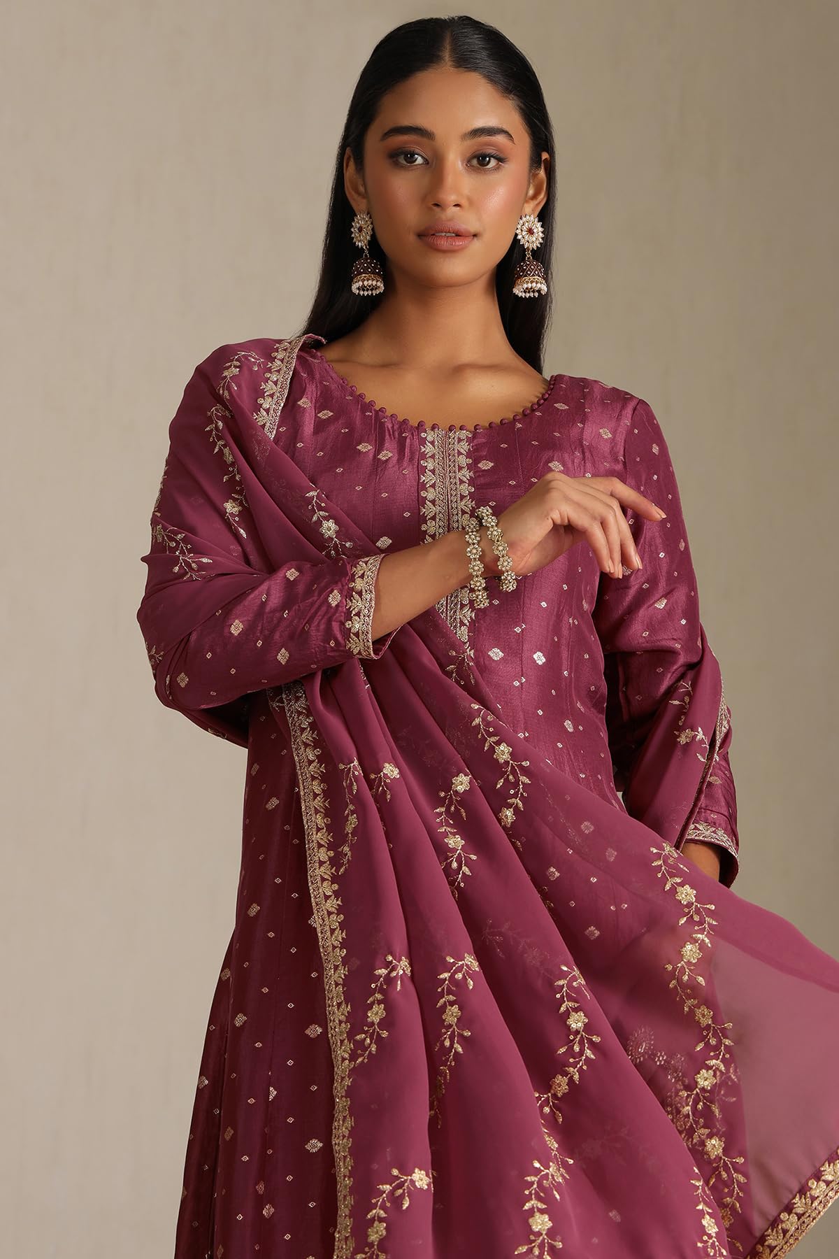 Soch Womens Dola Silk Zari Woven Suit Set With Zari