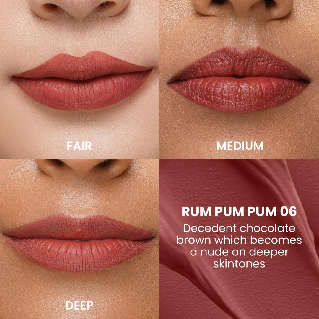 Typsy Beauty ON 'n' OFF Lipstick & Eraser | 12 Hr Stay Creamy Matte Formula (Chocolate Brown) | Smudge & Transfer Proof | Nourishing Remover Oil & Leave-On Mask | Vegan | 8 shades | 2.5 ml x 2.5 ml