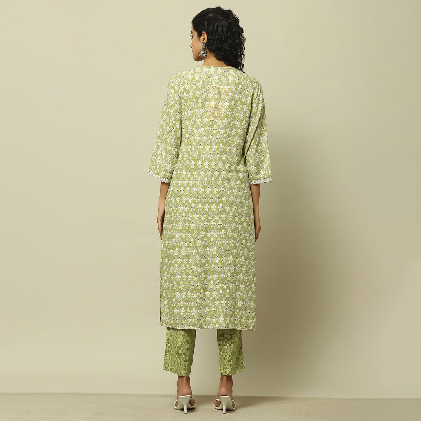Rangriti Women Viscose Printed Straight Suit Set(SUMMERSETS19110_Green_L)