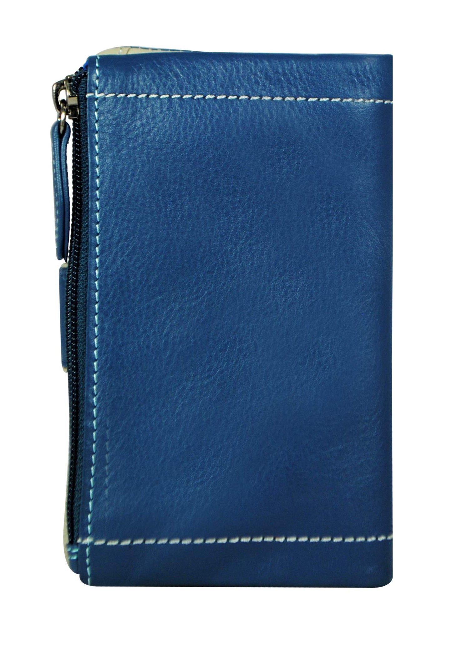 Women's Genuine Leather Wallet-Long Purse Wallet with Multiple Card Slots,Zip Pocket and Note Compartment-Dark Brown Leather Clutch Wallet by Calfnero (Blue-Multi)