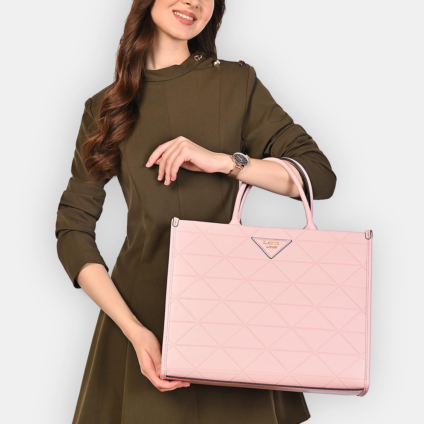 Lavie Luxe Mona25 Box Satchel Bag for Women | Satchel Handbag for Work | Ladies purse | Stylish Shoulder Bag | Gift for Women