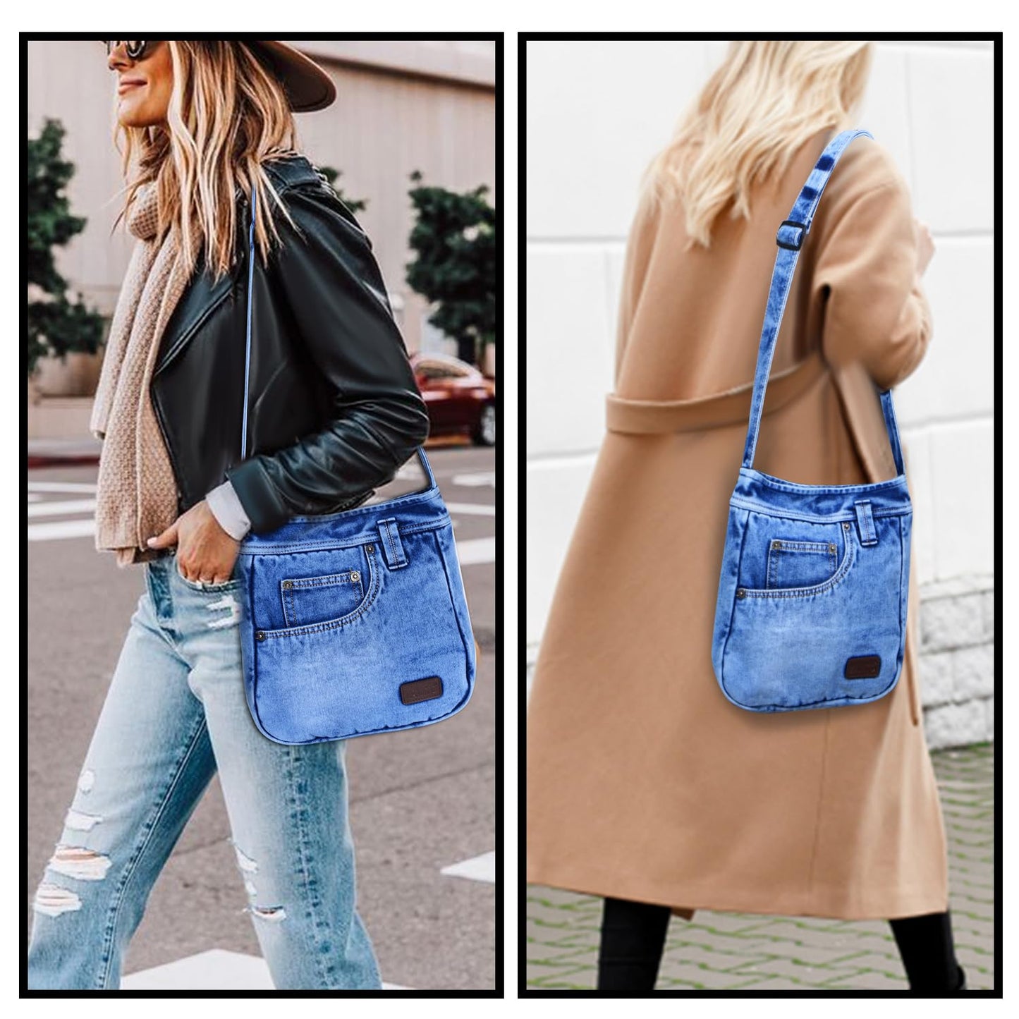 ZAINTO® Light Blue Denim Sling Bag for Women | Stylish Small Crossbody Shoulder Bag for Daily, Office & Casual Use | Eco-Friendly Premium Fabric | Casual Fashion Purse with Pocket Detailing