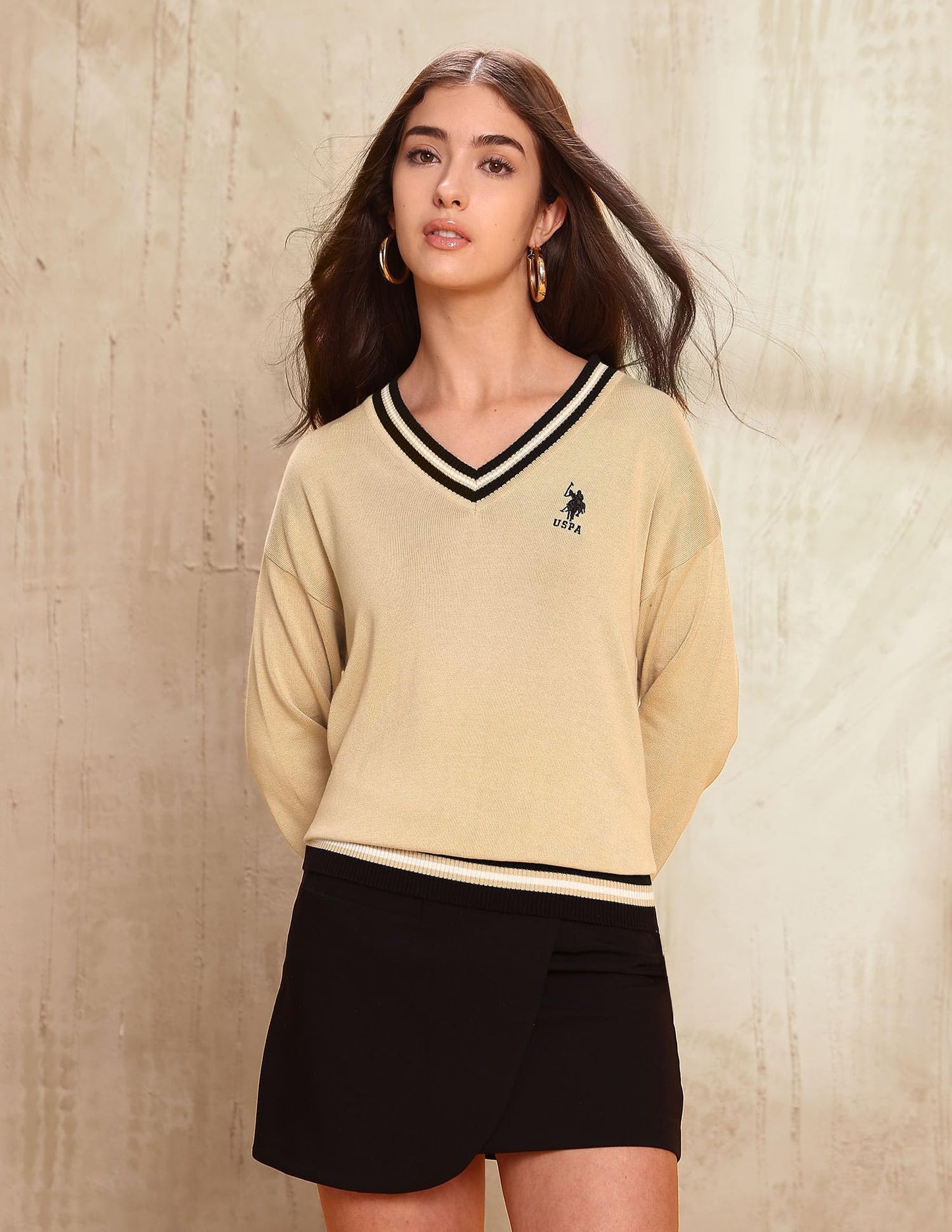 U.S. Polo ASSN. Women's Cotton Casual Sweater (UWAW25SWE212