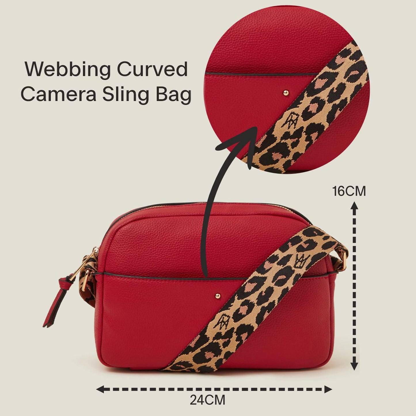 Accessorize London Women's Red Curved Camera Sling Bag | Ladies Purse Handbag | crossbody bags for women| Ladies Gift