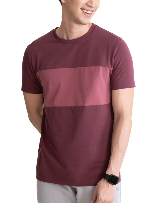 DAMENSCH Men’s Fluid Casual Solid Monochrome Elemental Tees- Mineral Maroon- Large