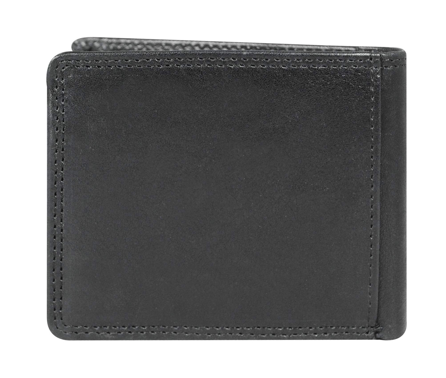 Calfnero Men's Genuine Leather Wallet with Multiple Card Slots and ID Window- Leather Wallet (Black) (Black)